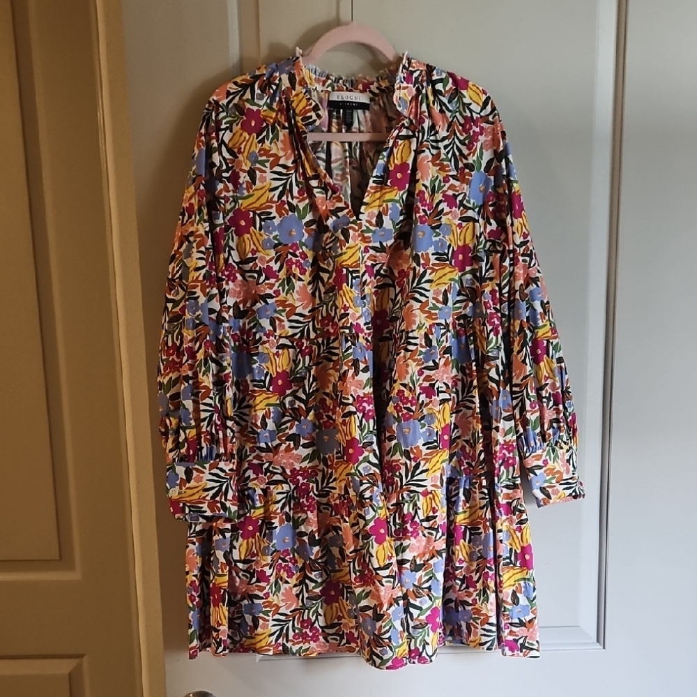 Eloquii Elements Colorful Floral Smock Dress